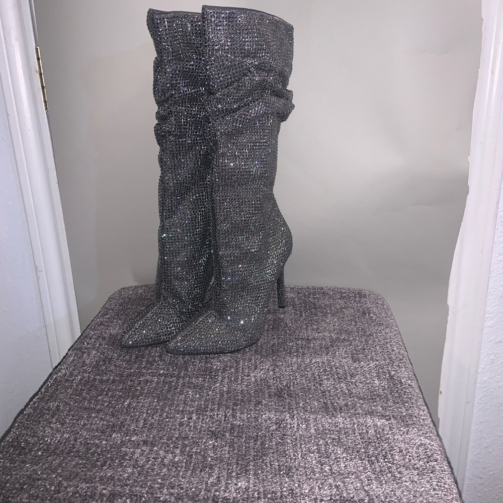 Jessica Simpson Sparkling Silver Heeled Boots